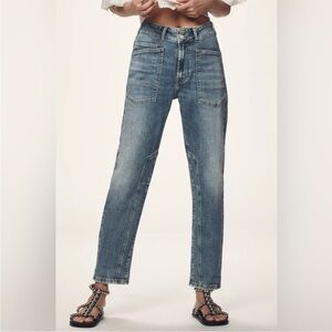 Anthropologie Straight-Leg Patch Pocket Jeans in Medium Blue Wash
